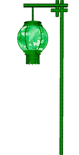 Asian Lantern.Green - PNG gratuit