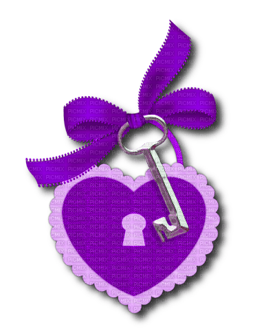 Heart.Lock.Key.Bow.Silver.Purple - png gratuito