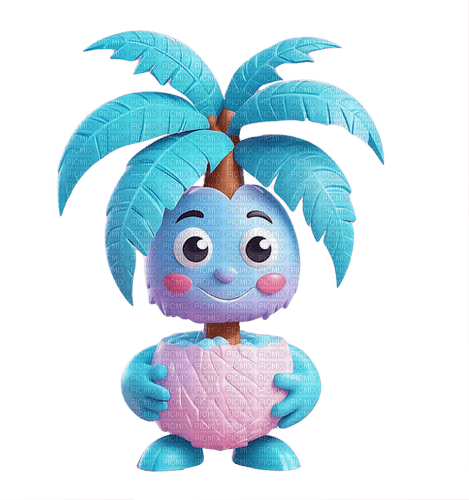 sm3 tree summer cartoon 3d coconut blue cute - PNG gratuit
