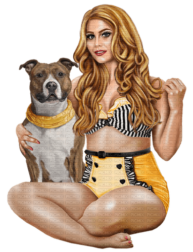 Woman, Summer, bikini, dog. Leila - darmowe png