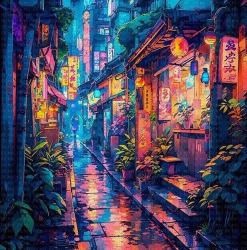 asian city background - gratis png