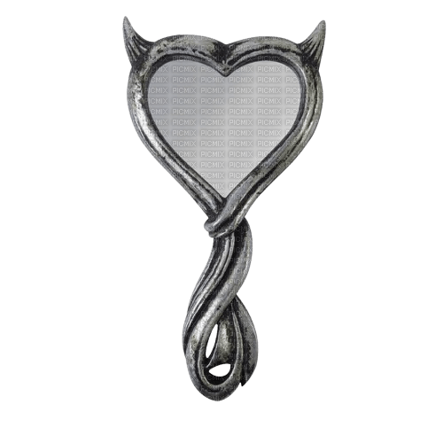 metal devil horns heart handheld mirror - png grátis