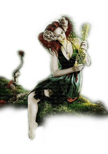 Rea Fantasy Woman Girl Mädchen green grün - png ฟรี