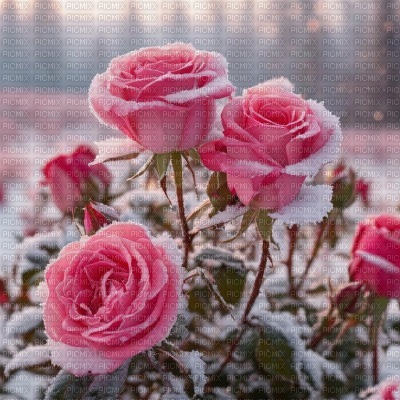 Pink Roses in Winter - бесплатно png