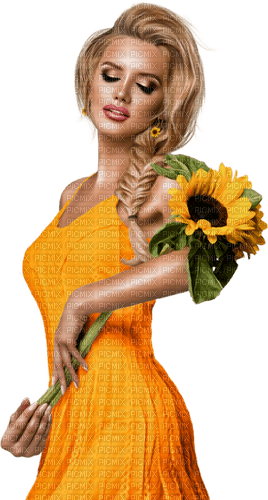 Woman Yellow Sunflower - Bogusia - ücretsiz png