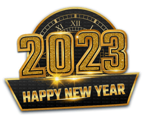 2023.New Year.Deco.Gold.Black.Victoriabea - darmowe png