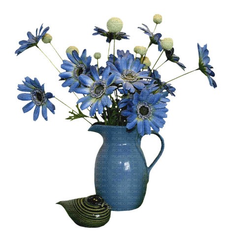 blue vase with blue flowers sunshine3 - png ฟรี