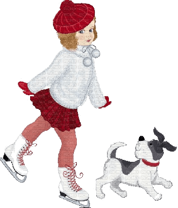 Winter hiver enfant child dog chien - безплатен png