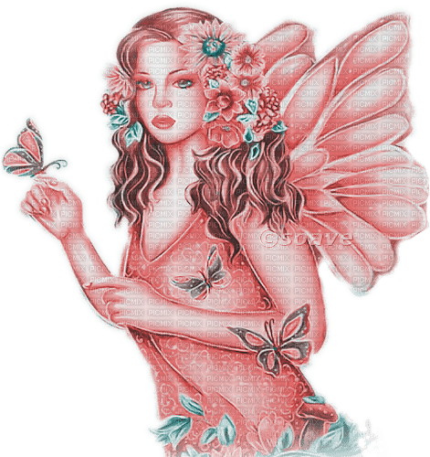 soave woman fantasy fairy butterfly wings pink - бесплатно png
