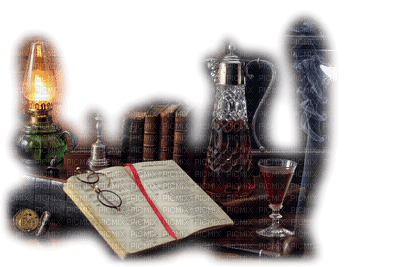minou-decoration-böcker-lykta-pipa-rök-books-lamp-pipe-smoke - png grátis