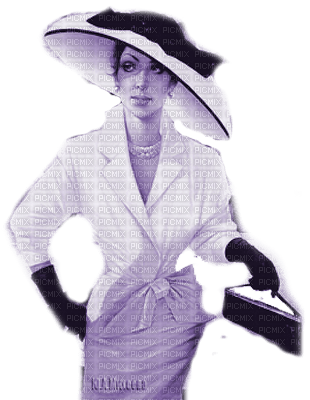 Y.A.M._Vintage retro Lady hat  purple - ücretsiz png