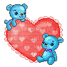 cute blue bears with heart - 無料のアニメーション GIF