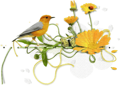 Kaz_Creations Flowers Deco Bird Ladybug - gratis png