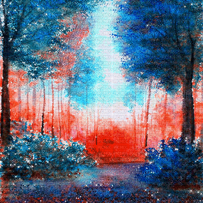 soave background animated painting forest - Besplatni animirani GIF