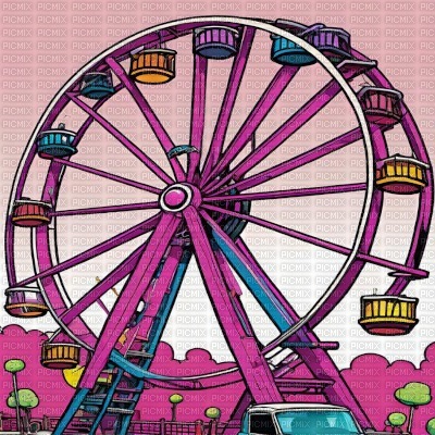 Pink Ferris Wheel - png gratis