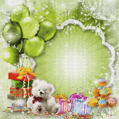 soave background birthday green red yellow - Free animated GIF