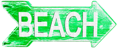 Beach.Sign.White.Green - PNG gratuit