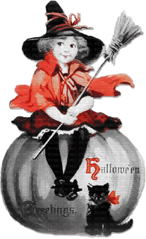 soave children girl vintage halloween witch - 無料png