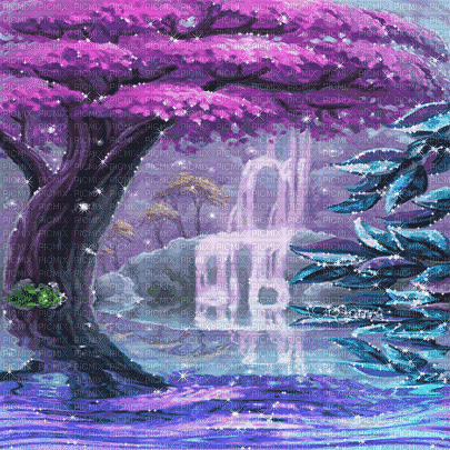 soave background animated tree waterwall water - Gratis animerad GIF