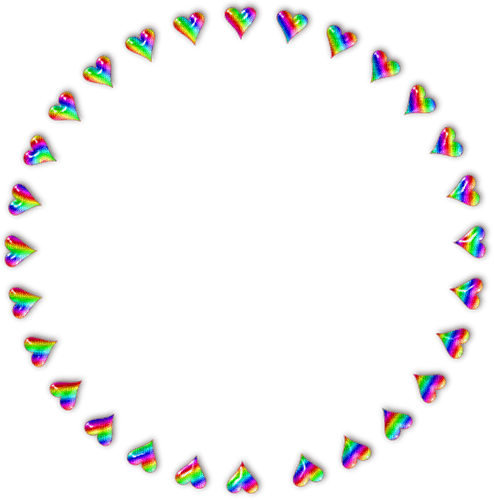 Hearts.Circle.Frame.Rainbow - PNG gratuit