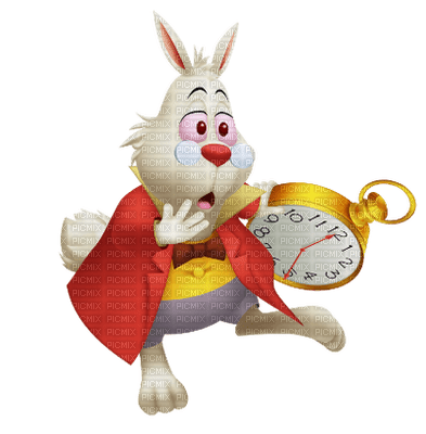 alice in wonderland white  rabbit clock - zadarmo png
