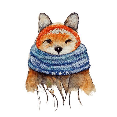 kikkapink fox watercolor winter deco - nemokama png