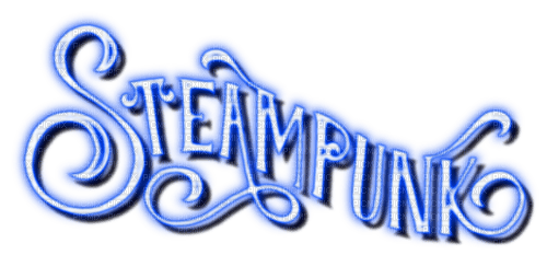 Steampunk.Neon.Text.Blue - By KittyKatLuv65 - png ฟรี