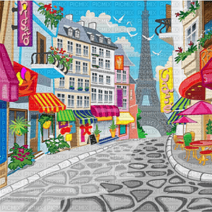 paris cartoon background, paintinglounge , paris , background , cartoon ,  city - Free PNG - PicMix