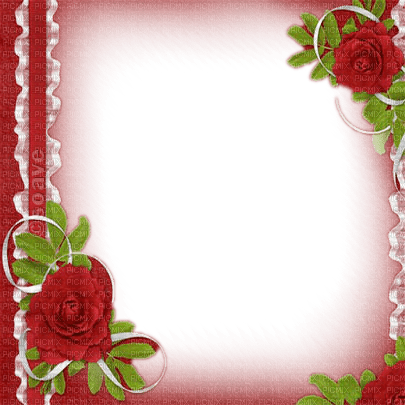 soave frame vintage flowers rose lace green red - PNG gratuit
