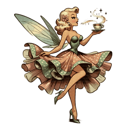 springtimes woman retro pinup vintage fairy - PNG gratuit