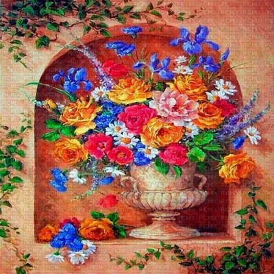 Y.A.M._Vintage background flowers - PNG gratuit
