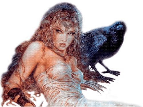 fantasy  woman with crow by nataliplus - ücretsiz png