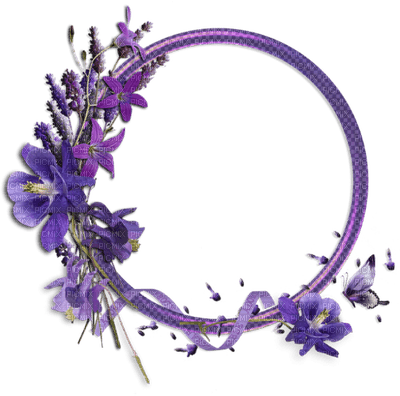 frame-rund-lila-blommor - ilmainen png