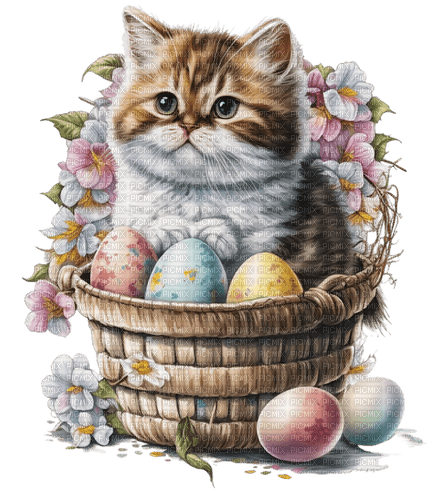 Easter-kitty-egg-basket, Adam64 - δωρεάν png