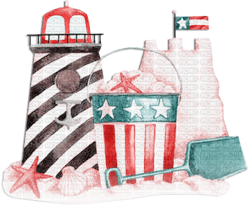 soave deco summer castle sand lighthouse patriotic - 免费PNG