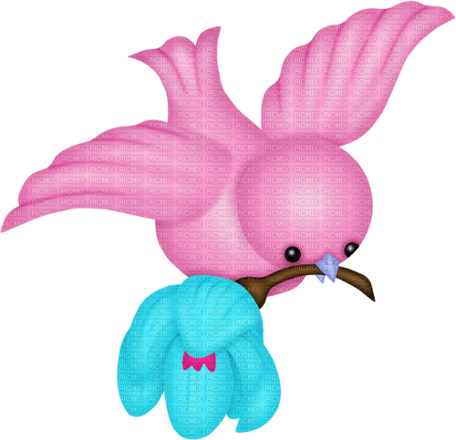 kikkapink deco scrap pink bird - png ฟรี