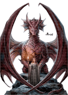 femme et son dragon - gratis png
