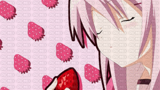 anime strawberry bite - GIF animé gratuit