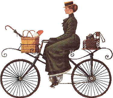 Vintage Woman on Bicycle - Бесплатни анимирани ГИФ