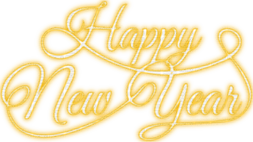 Happy New Year.Text.White.Gold - zadarmo png