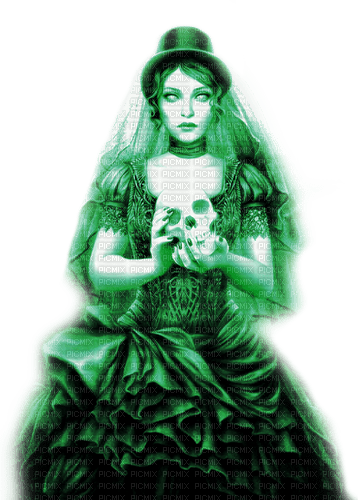 Woman.Goth.Green - By KittyKatLuv65 - бесплатно png