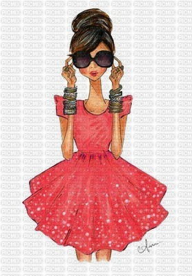 Lady in Red Short Dress - Free PNG