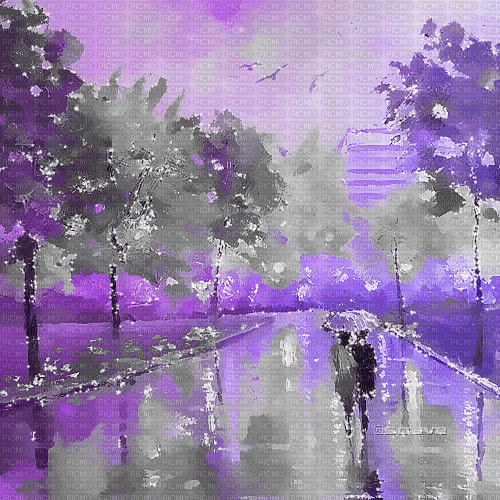 soave background animated painting  rain city - GIF animado grátis