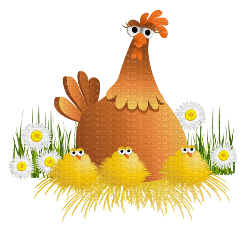Hen, chicken, family. Leila - Free PNG