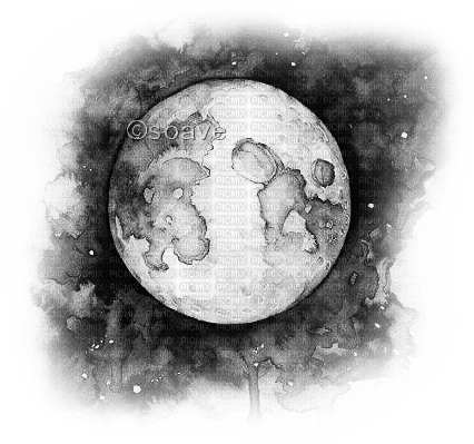 soave deco gothic moon clouds black white - zdarma png