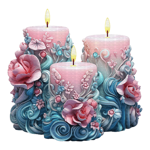 pink blue pastel candles roses christmas rox - Free PNG
