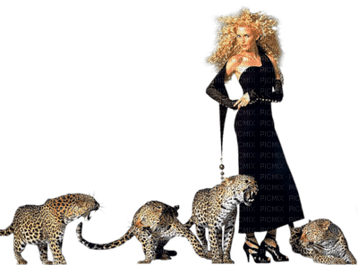 woman with cheetah bp - png ฟรี