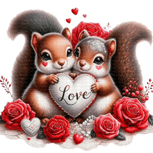st. Valentine squirrels by nataliplus - gratis png