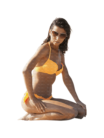 Woman wearing bikini and sunglasses - PNG gratuit