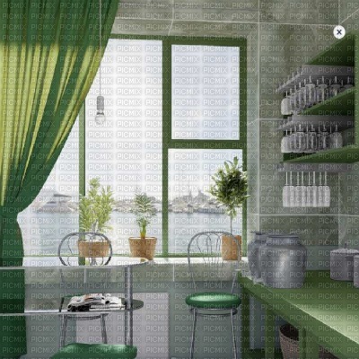 Green Kitchen Background - Free PNG